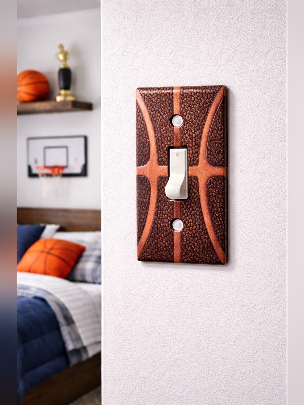 Basketball Light Switch‎ Cover Plate Sports Bedroom Decor Standard Size NWT